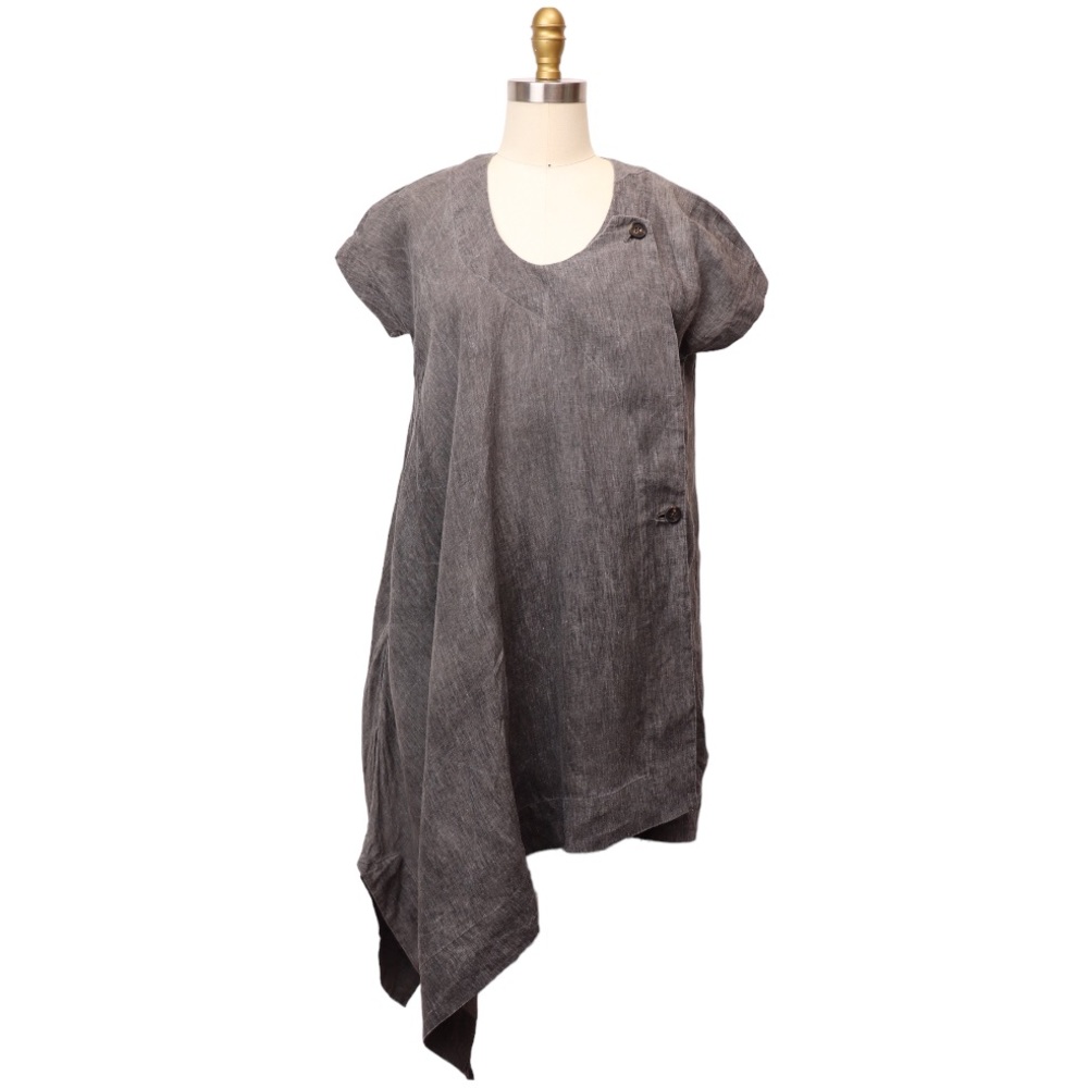 Forme D'expression Italian Made Linen Short Sleeve Tunic Top